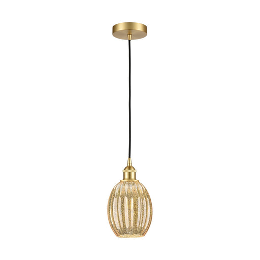Innovations Preston Bulb 6in 1-Light Mini Pendant | Industrial Satin Gold Steel and Matte Black Glass | Kitchen Island & Dining | Model 616-1P-SG-G459-6ME