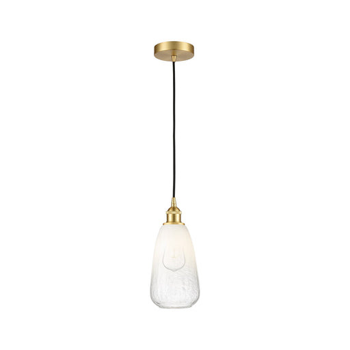Innovations Brookhaven Almond 6in 1-Light Mini Pendant | Industrial Satin Gold Steel and Cast Brass with Opal Glass Shade | Model 616-1P-SG-G480-6OP