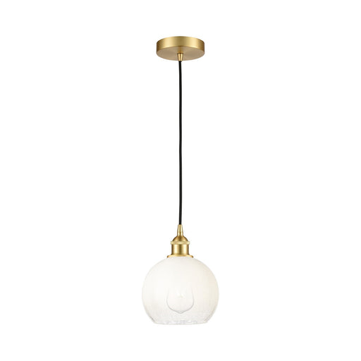 Innovations Brookhaven Globe 8in 1-Light Mini Pendant | Industrial Satin Gold Steel and Cast Brass with Opal Glass Shade | Model 616-1P-SG-G483-8OP