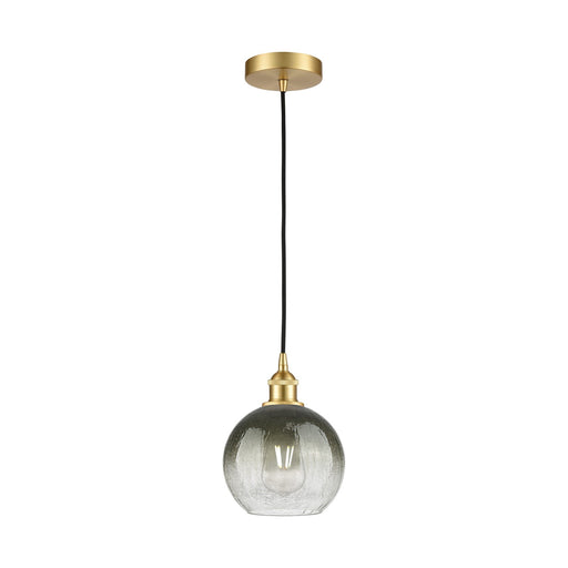 Innovations Brookhaven Globe 8in 1-Light Mini Pendant | Industrial Satin Gold Steel and Matte Black Glass | Kitchen Island & | Model 616-1P-SG-G483-8SL