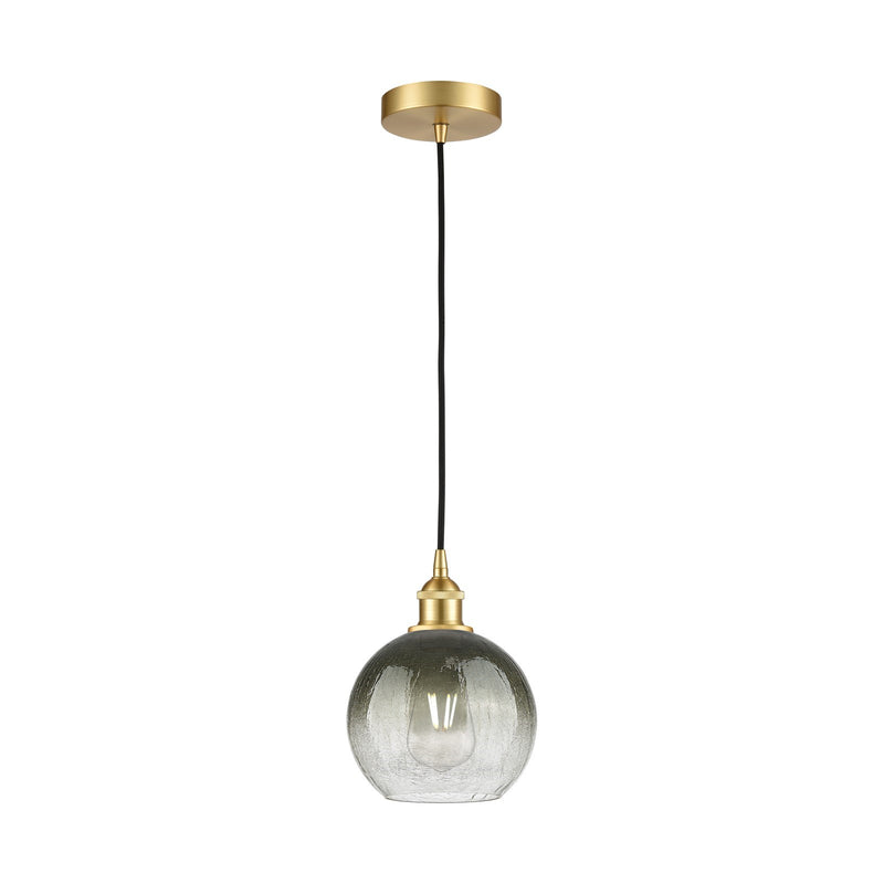 Innovations Brookhaven Globe 8in 1-Light Mini Pendant | Industrial Satin Gold Steel and Matte Black Glass | Kitchen Island & | Model 616-1P-SG-G483-8SL