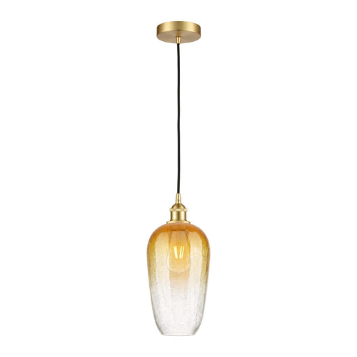 Innovations Brookhaven Flute 7in 1-Light Mini Pendant | Industrial Satin Gold Steel and Cast Brass with Amber Glass Shade | Model 616-1P-SG-G484-7AM