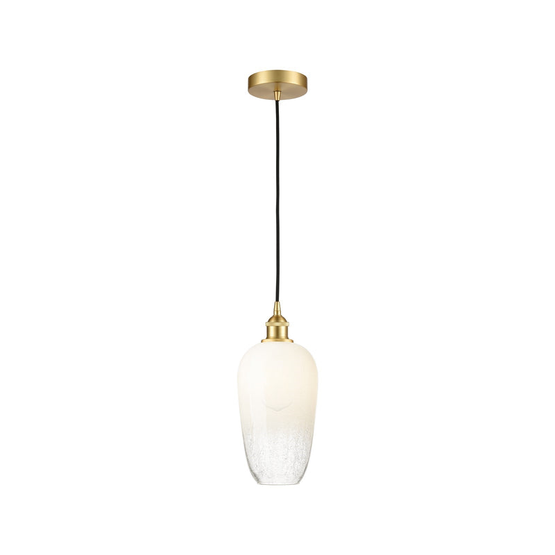 Innovations Brookhaven Flute 7in 1-Light Mini Pendant | Industrial Satin Gold Steel and Opal Glass | Kitchen Island & Dining | Model 616-1P-SG-G484-7OP