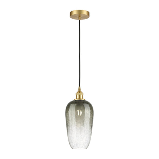 Innovations Brookhaven Flute 7in 1-Light Mini Pendant | Industrial Satin Gold Steel and Matte Black Glass | Kitchen Island & | Model 616-1P-SG-G484-7SL