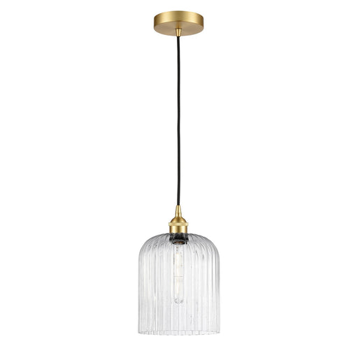 Innovations Bridal Veil 5in 1-Light Mini Pendant | Art Nouveau Satin Gold Steel and Seedy Ribbed Glass | Kitchen Island & | Model 616-1P-SG-G559-8SDY