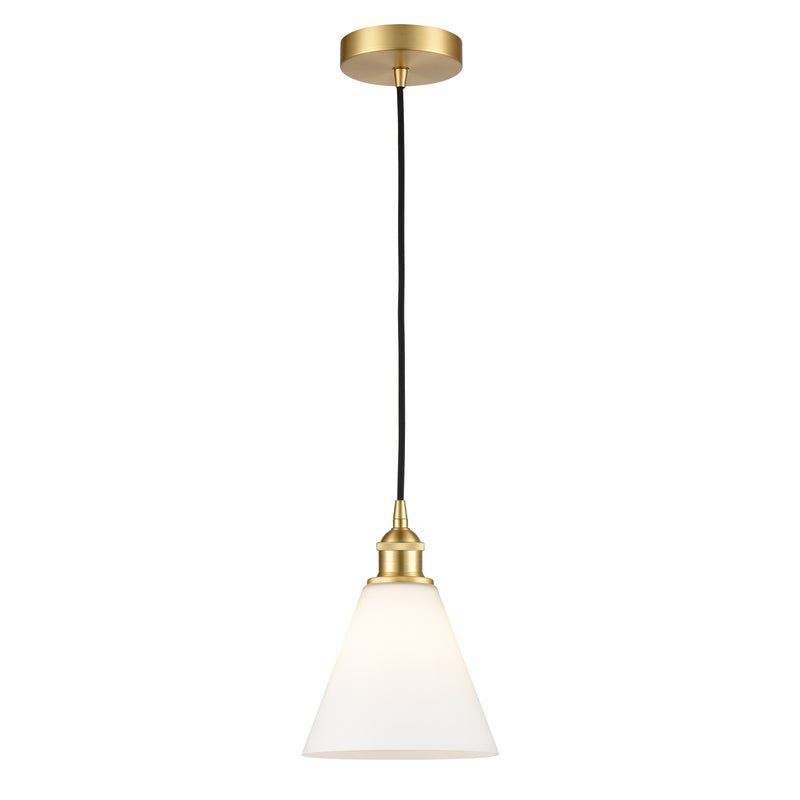 Innovations Berkshire 8in 1-Light Mini Pendant | Industrial Satin Gold Steel and Matte White Glass | Kitchen Island & Dining | Model 616-1P-SG-GBC-81-LED