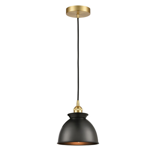 Innovations Adirondack 8.25in 1-Light Mini Pendant | Industrial Farmhouse Satin Gold Steel and Matte Black Metal | Kitchen Island | Model 616-1P-SG-M14-BK
