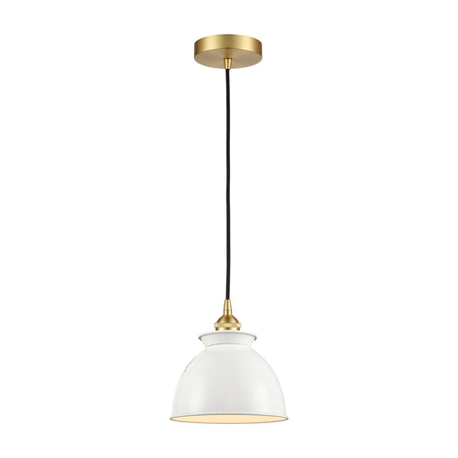Innovations Adirondack 8.25in 1-Light Mini Pendant | Industrial Farmhouse Satin Gold Steel and Glossy White Metal Shade | Kitchen | Model 616-1P-SG-M14-W