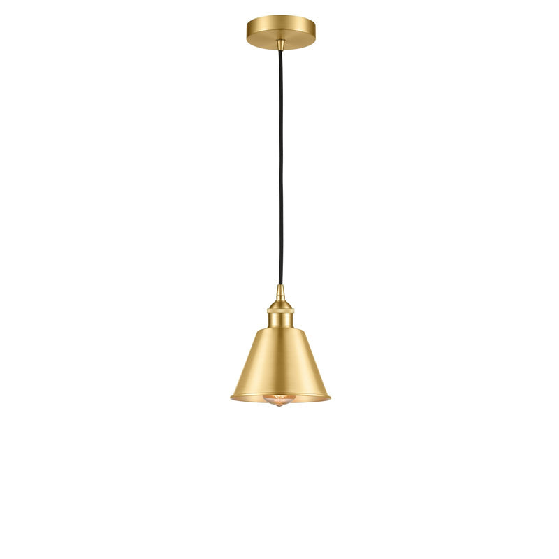 Innovations Smithfield 1-Light Mini Pendant | Industrial Farmhouse Satin Gold Steel and Cast Brass with Satin Gold Metal Shade | Model 616-1P-SG-M8-LED