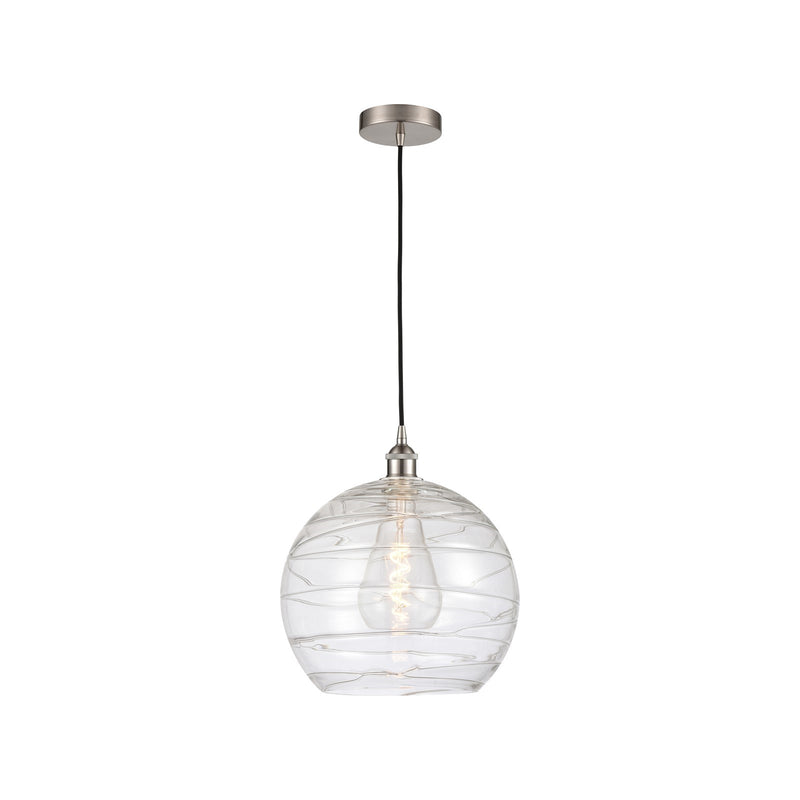 Innovations Athens Deco Swirl 14in 1-Light Mini Pendant | Industrial Brushed Satin Nickel and Clear Glass | Kitchen Island & | Model 616-1P-SN-G1213-14CL