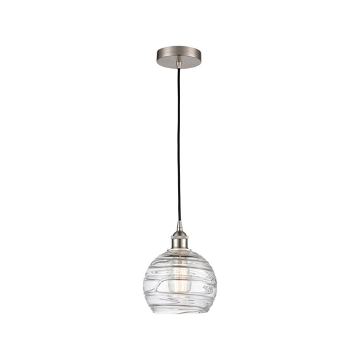 Innovations Athens Deco Swirl 8in 1-Light Mini Pendant | Industrial Brushed Satin Nickel and Clear Glass | Kitchen Island & | Model 616-1P-SN-G1213-8CL