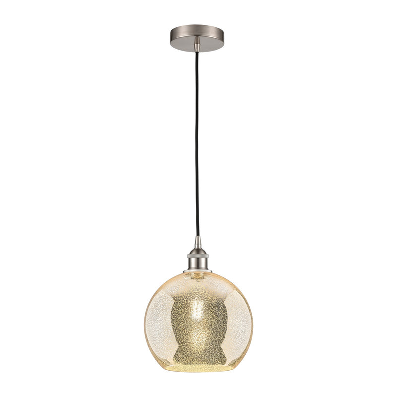 Innovations Athens 10in 1-Light Mini Pendant | Industrial Brushed Satin Nickel and Mercury Glass | Kitchen Island & Dining Room | Model 616-1P-SN-G128-10