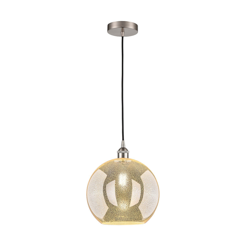 Innovations Athens 12in 1-Light Mini Pendant | Industrial Brushed Satin Nickel and Mercury Glass | Kitchen Island & Dining Room | Model 616-1P-SN-G128-12