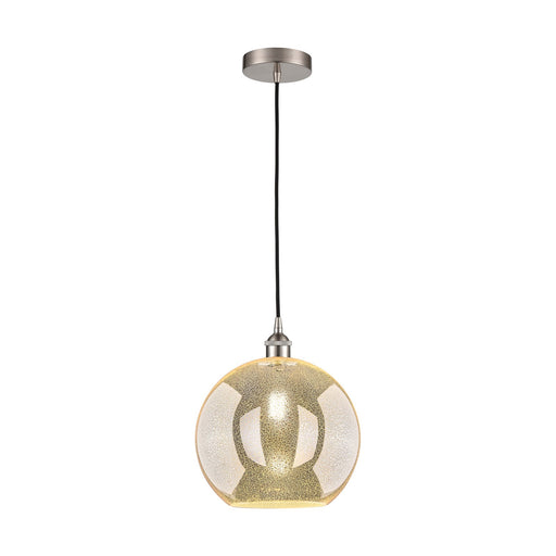 Innovations Athens 12in 1-Light Mini Pendant | Industrial Brushed Satin Nickel and Mercury Glass | Kitchen Island & Dining Room | Model 616-1P-SN-G128-12