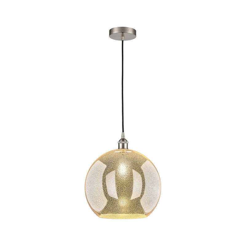 Innovations Athens 14in 1-Light Pendant | Industrial Brushed Satin Nickel Steel and Mercury Glass | Kitchen Island & Dining Room | Model 616-1P-SN-G128-14