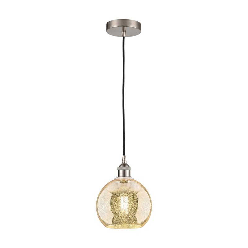 Innovations Athens 8in 1-Light Mini Pendant | Industrial Brushed Satin Nickel and Mercury Glass | Kitchen Island & Dining Room | Model 616-1P-SN-G128-8