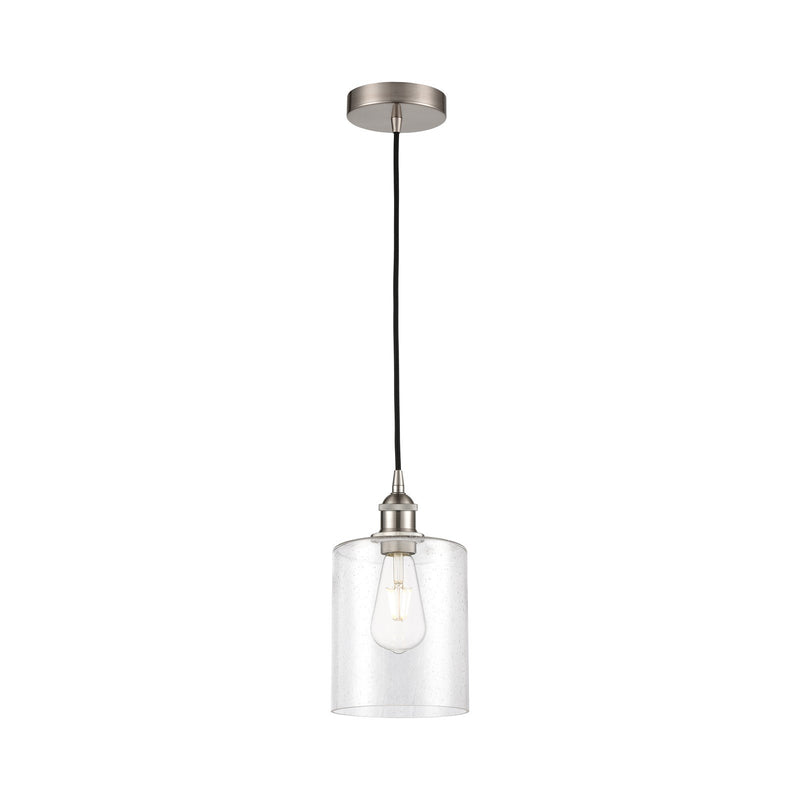 Innovations Paladin 7in 1-Light Mini Pendant | Farmhouse Brushed Satin Nickel Steel and Seedy Glass | Kitchen Island & Dining | Model 616-1P-SN-G4424-7