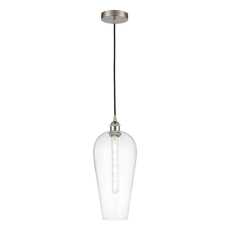 Innovations Chelsea 8in 1-Light Mini Pendant | Industrial Brushed Satin Nickel and Matte Black Glass | Kitchen Island & Dining | Model 616-1P-SN-G456-8CL