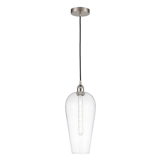 Innovations Chelsea 8in 1-Light Mini Pendant | Industrial Brushed Satin Nickel and Matte Black Glass | Kitchen Island & Dining | Model 616-1P-SN-G456-8CL
