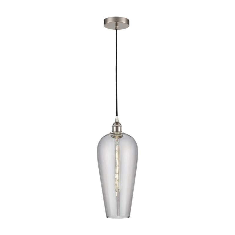 Innovations Chelsea 8in 1-Light Mini Pendant | Industrial Brushed Satin Nickel and Light Smoke Glass | Kitchen Island & Dining | Model 616-1P-SN-G456-8SM