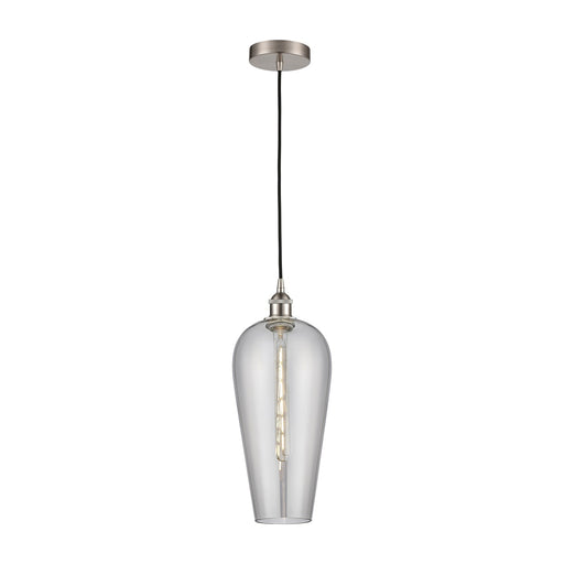 Innovations Chelsea 8in 1-Light Mini Pendant | Industrial Brushed Satin Nickel and Light Smoke Glass | Kitchen Island & Dining | Model 616-1P-SN-G456-8SM