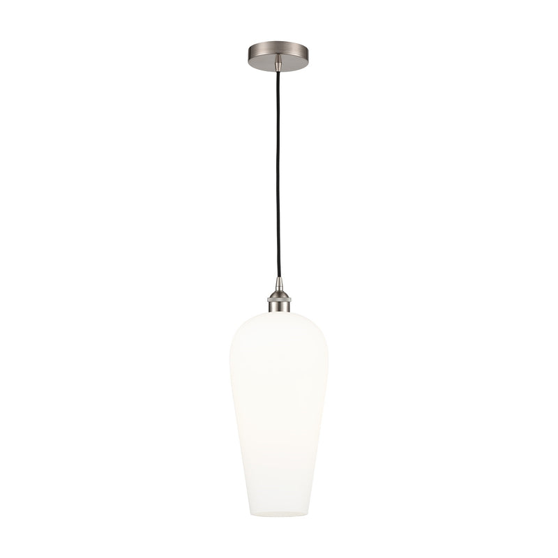 Innovations Chelsea 8in 1-Light Mini Pendant | Industrial Brushed Satin Nickel Steel and White Glass | Kitchen Island & Dining | Model 616-1P-SN-G456-8WH