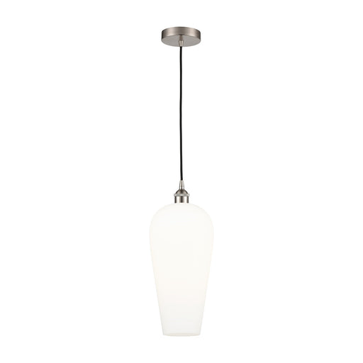 Innovations Chelsea 8in 1-Light Mini Pendant | Industrial Brushed Satin Nickel Steel and White Glass | Kitchen Island & Dining | Model 616-1P-SN-G456-8WH