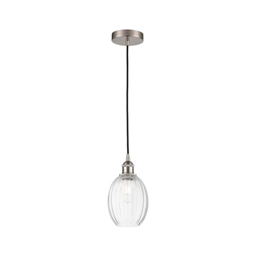 Innovations Preston Bulb 6.25in 1-Light Mini Pendant | Industrial Brushed Satin Nickel Steel and Clear Glass | Kitchen Island & | Model 616-1P-SN-G459-6CL