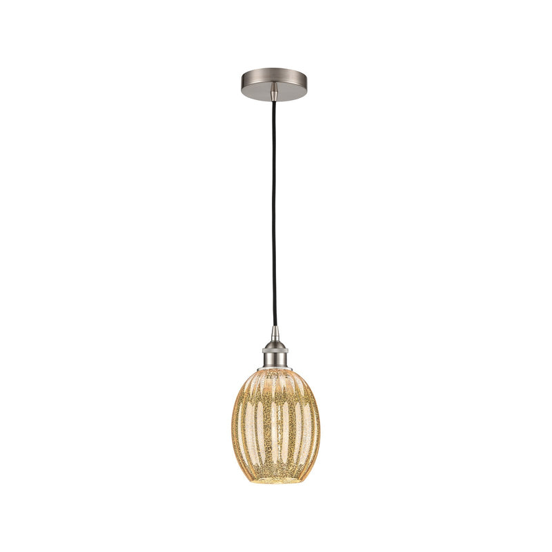 Innovations Preston Bulb 6.25in 1-Light Mini Pendant | Industrial Brushed Satin Nickel and Mercury Glass | Kitchen Island & | Model 616-1P-SN-G459-6ME