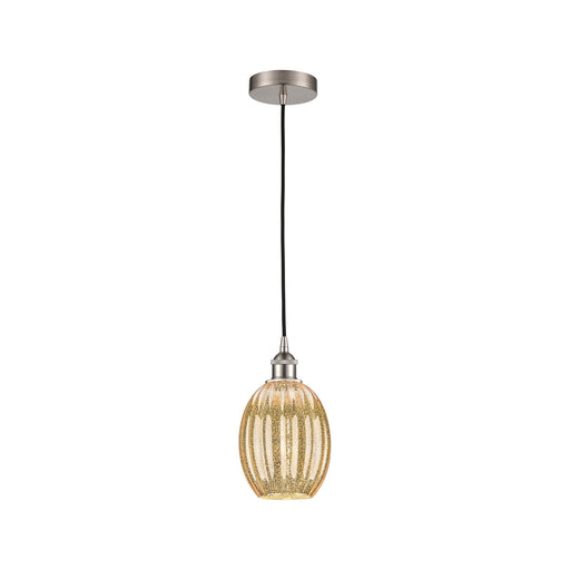 Innovations Preston Bulb 6.25in 1-Light Mini Pendant | Industrial Brushed Satin Nickel and Mercury Glass | Kitchen Island & | Model 616-1P-SN-G459-6ME