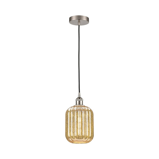 Innovations Preston Cylinder 7in 1-Light Mini Pendant | Industrial Brushed Satin Nickel and Mercury Glass | Kitchen Island & | Model 616-1P-SN-G460-7ME
