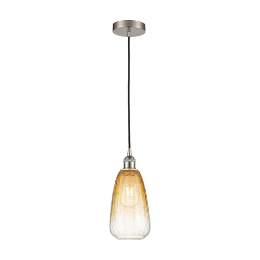 Innovations Brookhaven Almond 6in 1-Light Mini Pendant | Industrial Brushed Satin Nickel and Amber Glass | Kitchen Island & | Model 616-1P-SN-G480-6AM