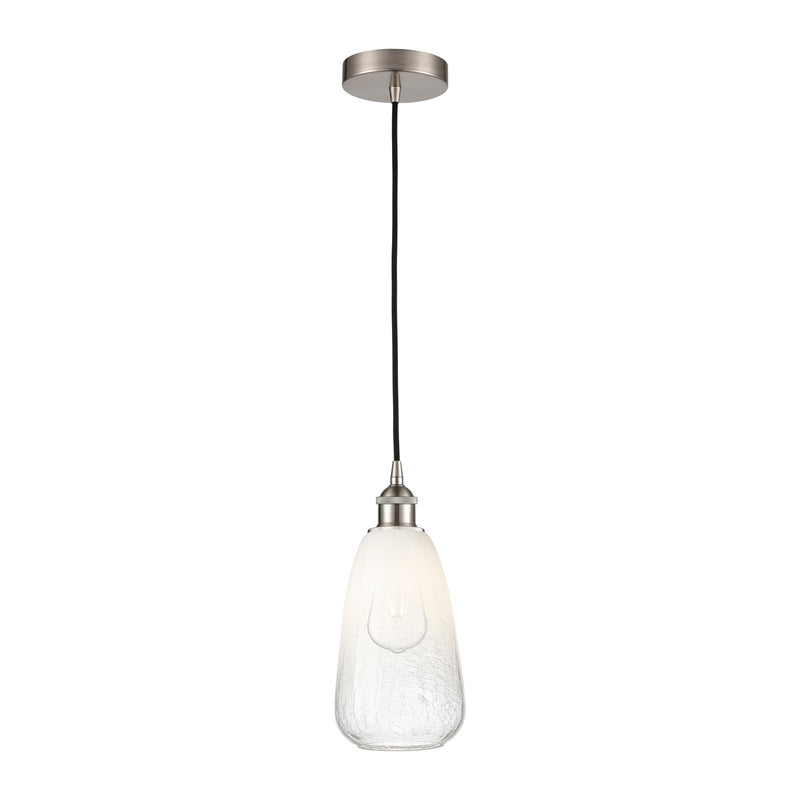 Innovations Brookhaven Almond 6in 1-Light Mini Pendant | Industrial Brushed Satin Nickel and Opal Glass | Kitchen Island & | Model 616-1P-SN-G480-6OP