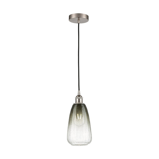 Innovations Brookhaven Almond 6in 1-Light Mini Pendant | Industrial Brushed Satin Nickel and Matte Black Glass | Kitchen Island | Model 616-1P-SN-G480-6SL