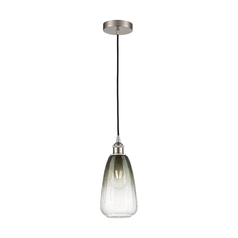 Innovations Brookhaven Almond 6in 1-Light Mini Pendant | Industrial Brushed Satin Nickel and Matte Black Glass | Kitchen Island | Model 616-1P-SN-G480-6SL