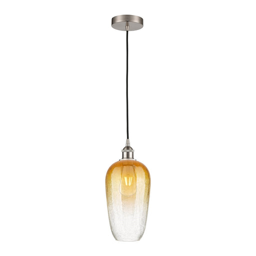 Innovations Brookhaven Flute 7in 1-Light Mini Pendant | Industrial Brushed Satin Nickel Steel and Amber Glass | Kitchen Island | Model 616-1P-SN-G484-7AM