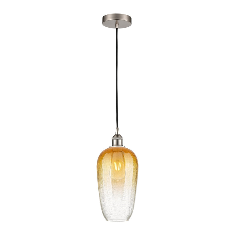 Innovations Brookhaven Flute 7in 1-Light Mini Pendant | Industrial Brushed Satin Nickel Steel and Amber Glass | Kitchen Island | Model 616-1P-SN-G484-7AM