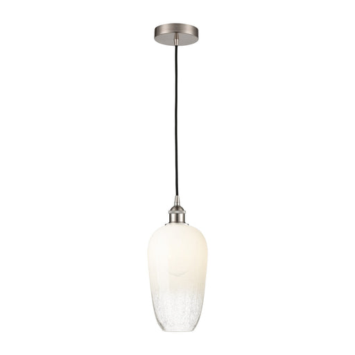 Innovations Brookhaven Flute 7in 1-Light Mini Pendant | Industrial Brushed Satin Nickel Steel and Opal Glass | Kitchen Island & | Model 616-1P-SN-G484-7OP