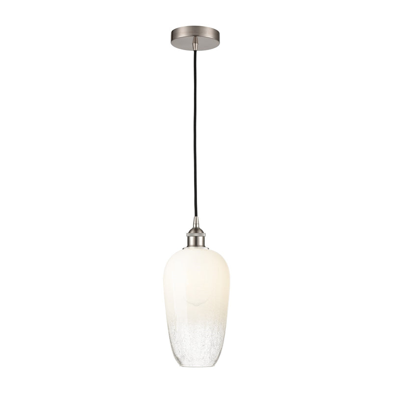 Innovations Brookhaven Flute 7in 1-Light Mini Pendant | Industrial Brushed Satin Nickel Steel and Opal Glass | Kitchen Island & | Model 616-1P-SN-G484-7OP