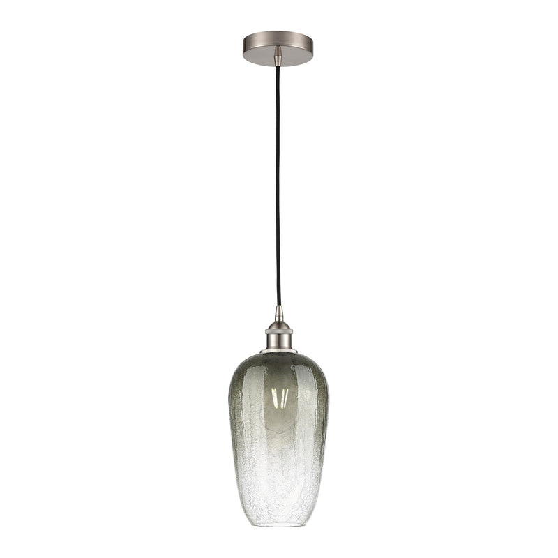 Innovations Brookhaven Flute 7in 1-Light Mini Pendant | Industrial Brushed Satin Nickel and Matte Black Glass | Kitchen Island | Model 616-1P-SN-G484-7SL