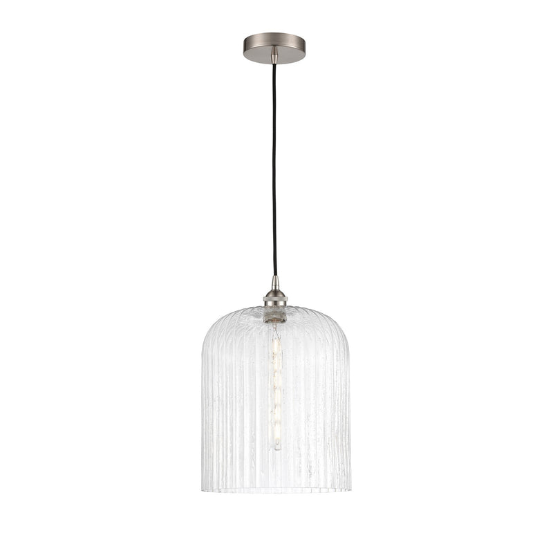 Innovations Bridal Veil 5in 1-Light Mini Pendant | Art Nouveau Brushed Satin Nickel and Seedy Ribbed Glass | Kitchen Island & | Model 616-1P-SN-G559-12SDY