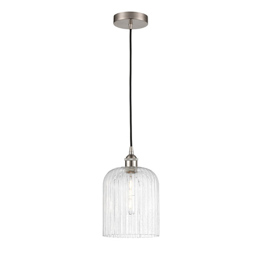 Innovations Bridal Veil 5in 1-Light Mini Pendant | Art Nouveau Brushed Satin Nickel and Seedy Ribbed Glass | Kitchen Island & | Model 616-1P-SN-G559-8SDY