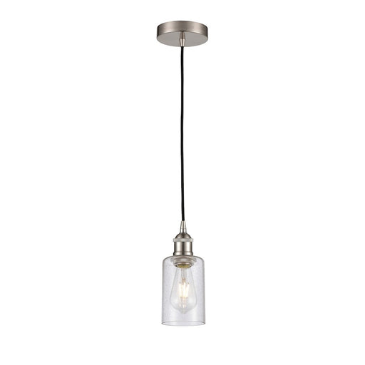 Innovations Clymer 1Lt 4" Cord Mini Pendant, Satin Nickel/Seedy