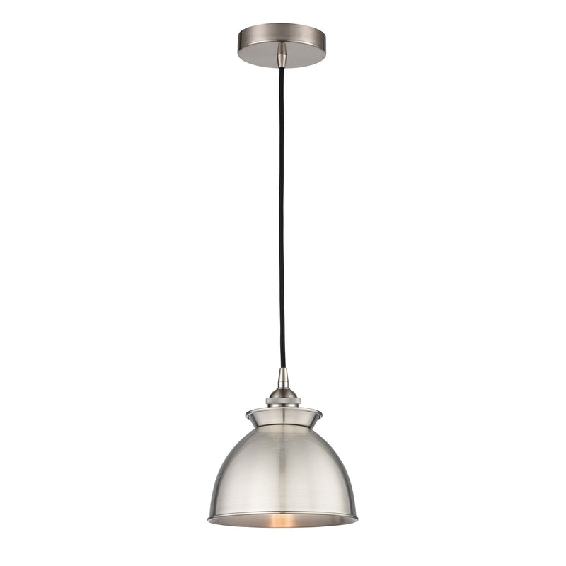 Innovations Adirondack 8.25in 1-Light Mini Pendant | Industrial Farmhouse Brushed Satin Nickel Steel and Metal Shade | Kitchen | Model 616-1P-SN-M14-SN