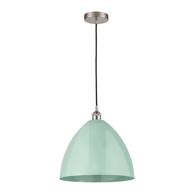 Innovations Plymouth 16in 1-Light Mini Pendant | Industrial Brushed Satin Nickel and Matte Seafoam Metal | Kitchen Island | Model 616-1P-SN-MBD-16-SF-LED