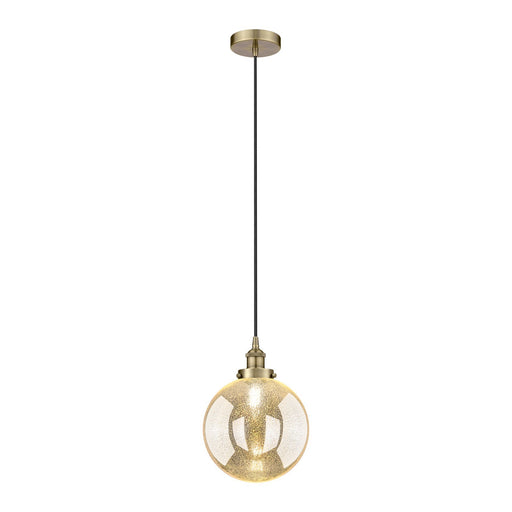 Innovations Beacon 10in 1-Light Mini Pendant | Industrial Antique Brass Steel and Mercury Seeded Glass | Kitchen Island & | Model 616-1PH-AB-G208-10