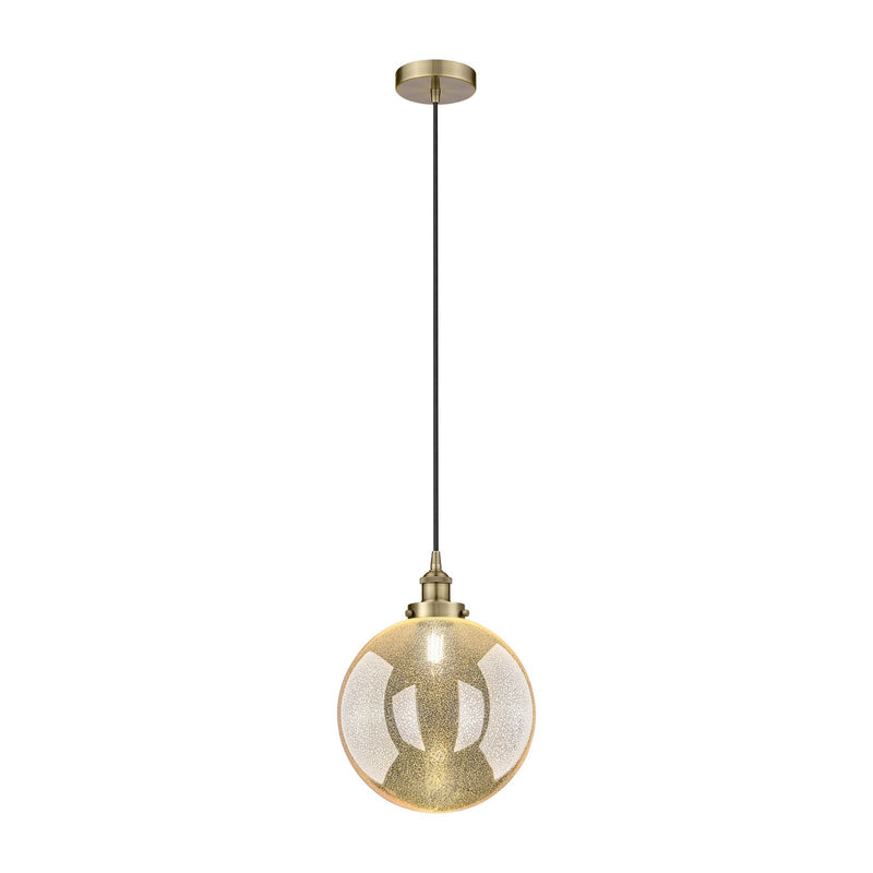 Innovations Beacon 12in 1-Light Mini Pendant | Industrial Antique Brass and Mercury Seeded Glass | Kitchen Island & Dining Room | Model 616-1PH-AB-G208-12