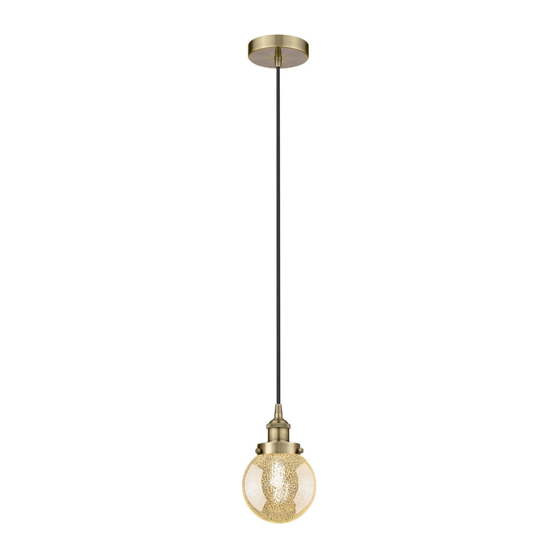 Innovations Beacon 6in 1-Light Mini Pendant | Industrial Antique Brass and Mercury Seeded Glass | Kitchen Island & Dining Room | Model 616-1PH-AB-G208-6