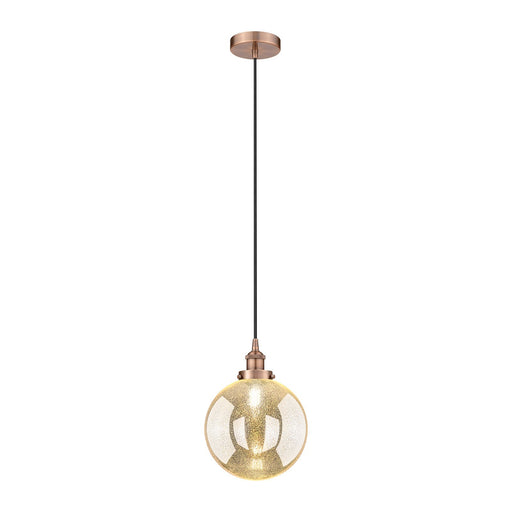 Innovations Beacon 10in 1-Light Mini Pendant | Industrial Antique Copper Steel and Mercury Seeded Glass | Kitchen Island & | Model 616-1PH-AC-G208-10