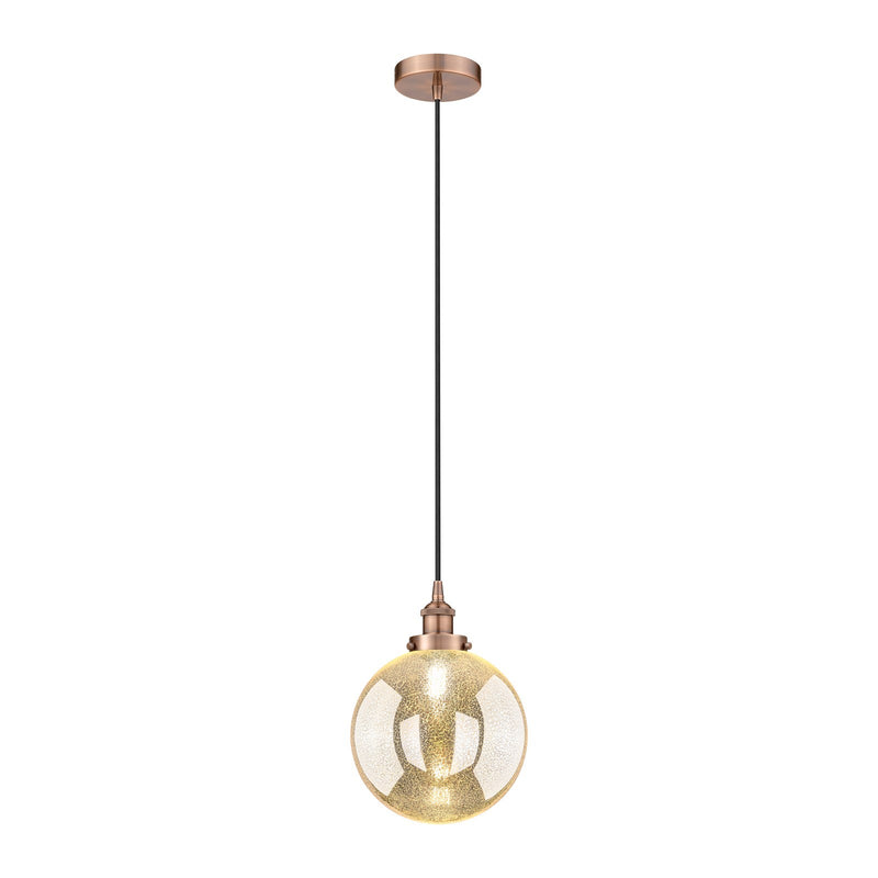 Innovations Beacon 10in 1-Light Mini Pendant | Industrial Antique Copper Steel and Mercury Seeded Glass | Kitchen Island & | Model 616-1PH-AC-G208-10